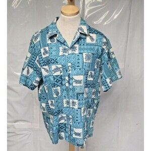 Nui Nalu Vintage Aloha Shirt Menswear Large Vacation Business Casual Tropical